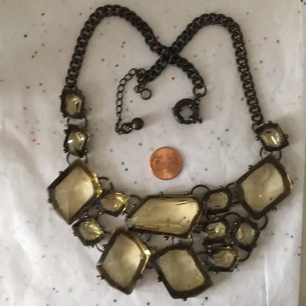 Yellow Topaz color faceted bib chocker necklace